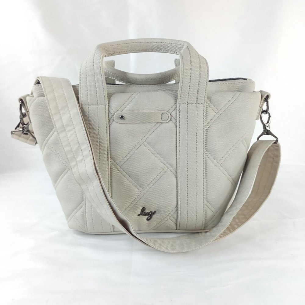 Lug Dory Medium Matte Luxe Crossbody Tote Handles Pebble Rainbow Stitch